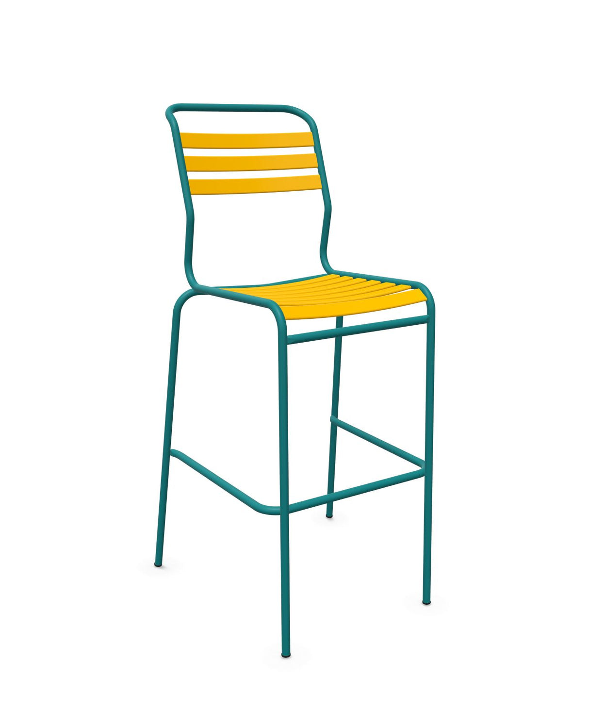 Schaffner Säntis Tabouret de bar à lattes Jaune 11 Bleu Kali 56