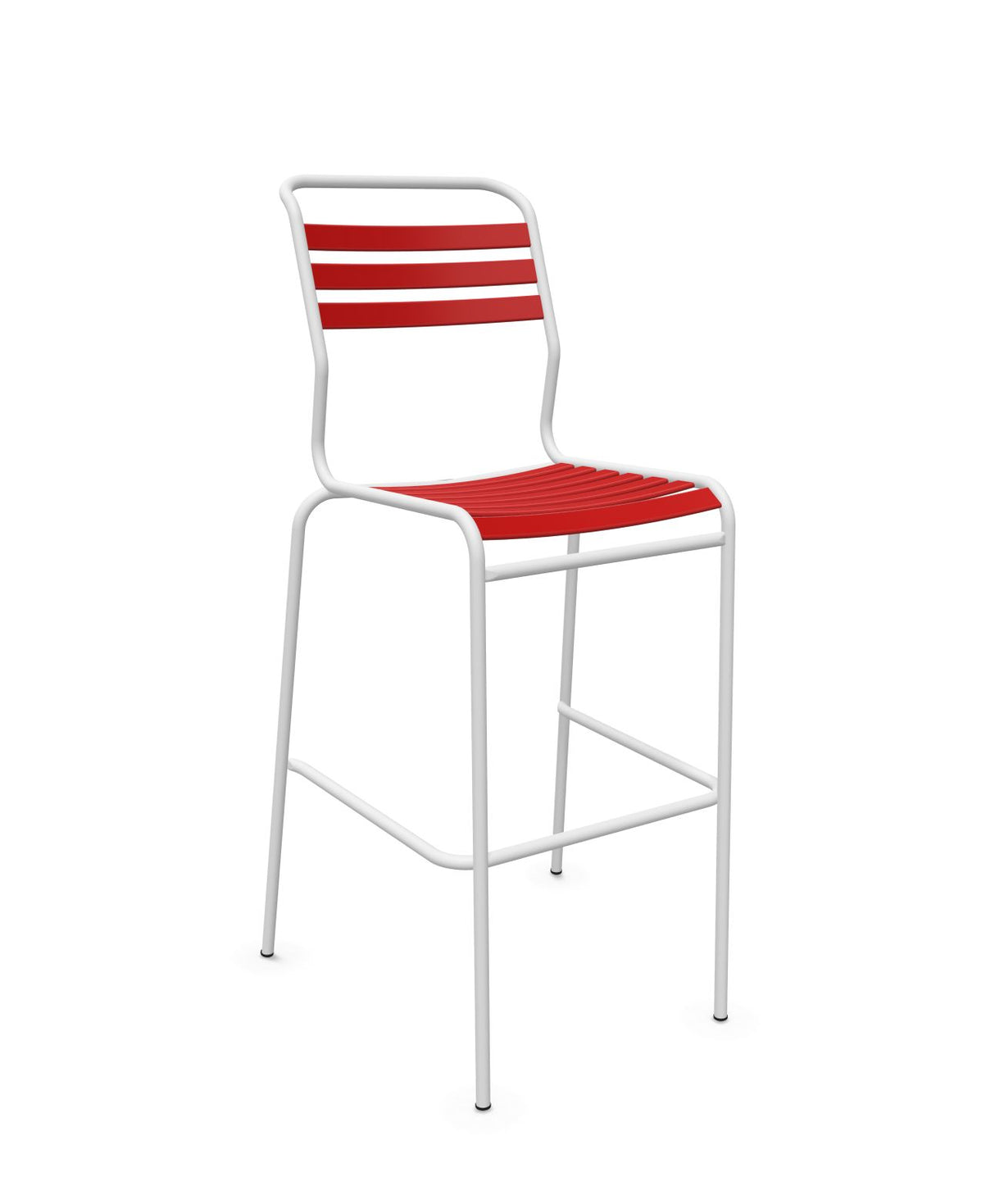 Schaffner Säntis Tabouret de bar à lattes Rouge 30 Blanc 90