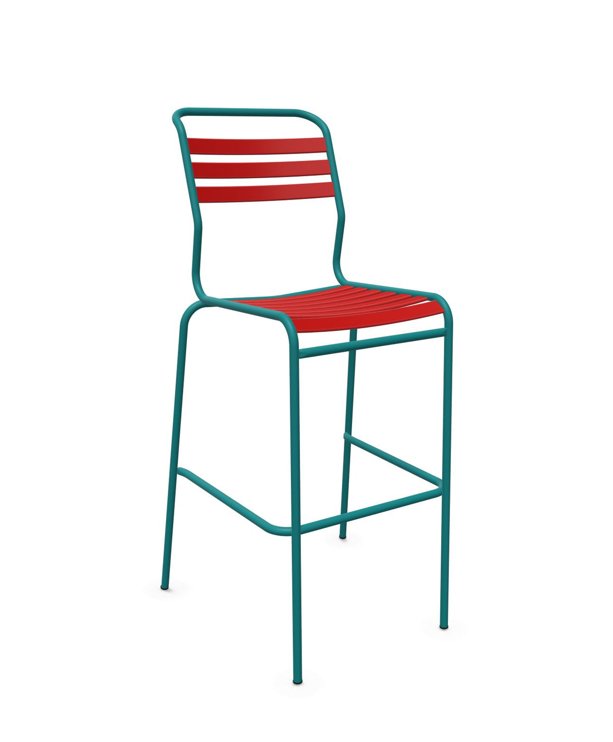 Schaffner Säntis Tabouret de bar à lattes Rouge 30 Bleu Kali 56