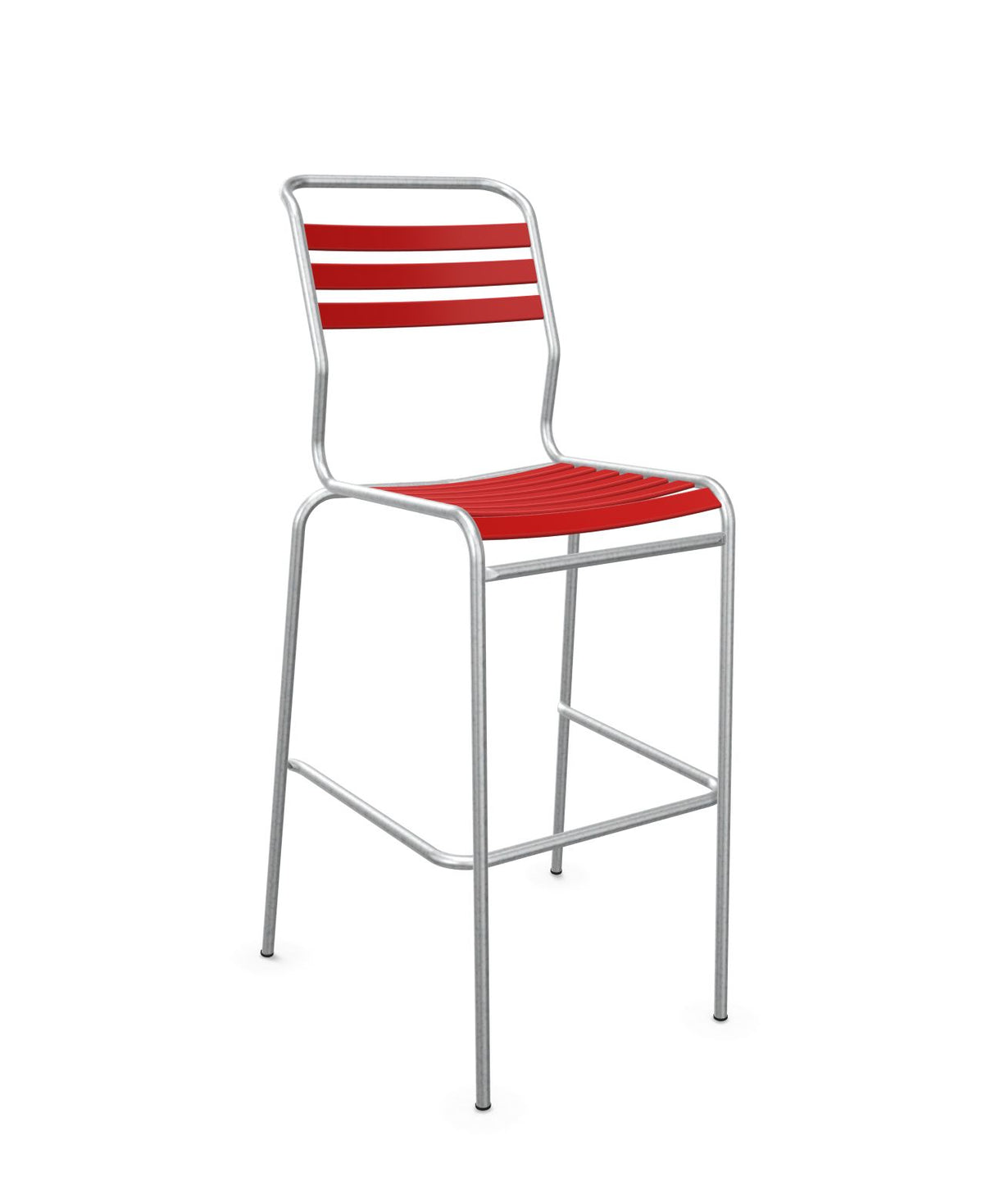 Schaffner Säntis Tabouret de bar à lattes Rouge 30 Galvanisé à chaud 02