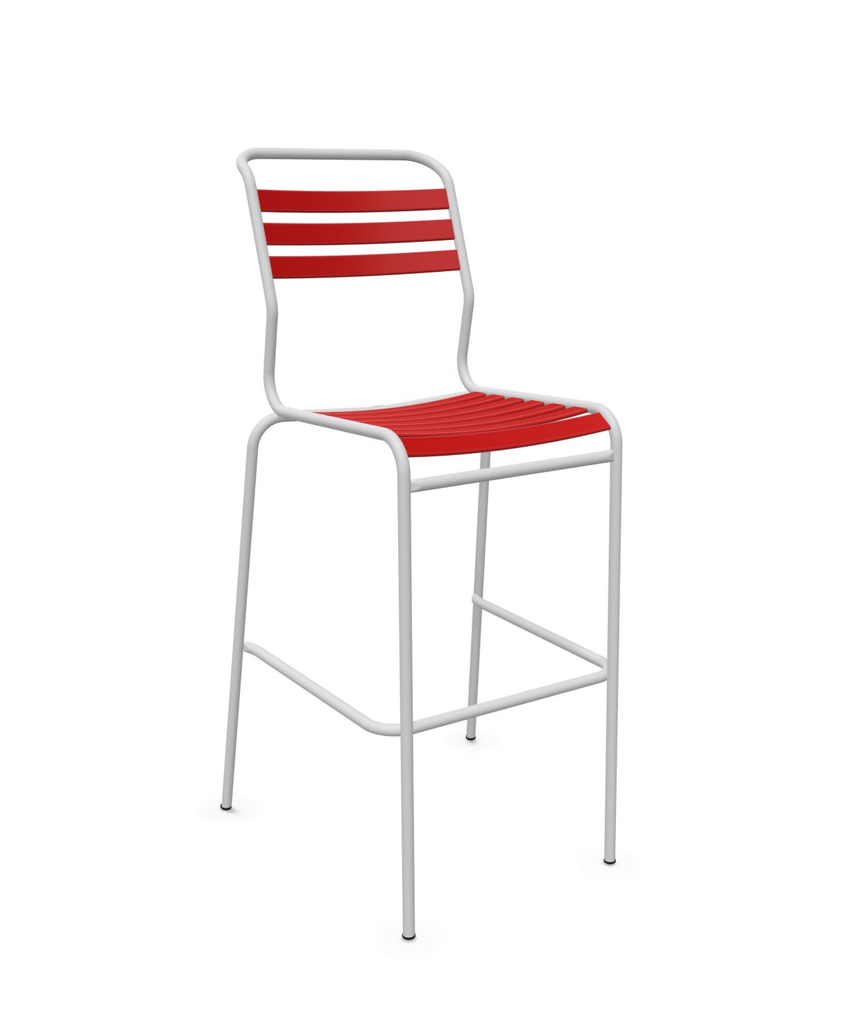 Schaffner Säntis Tabouret de bar à lattes Rouge 30 Gris Argent 78