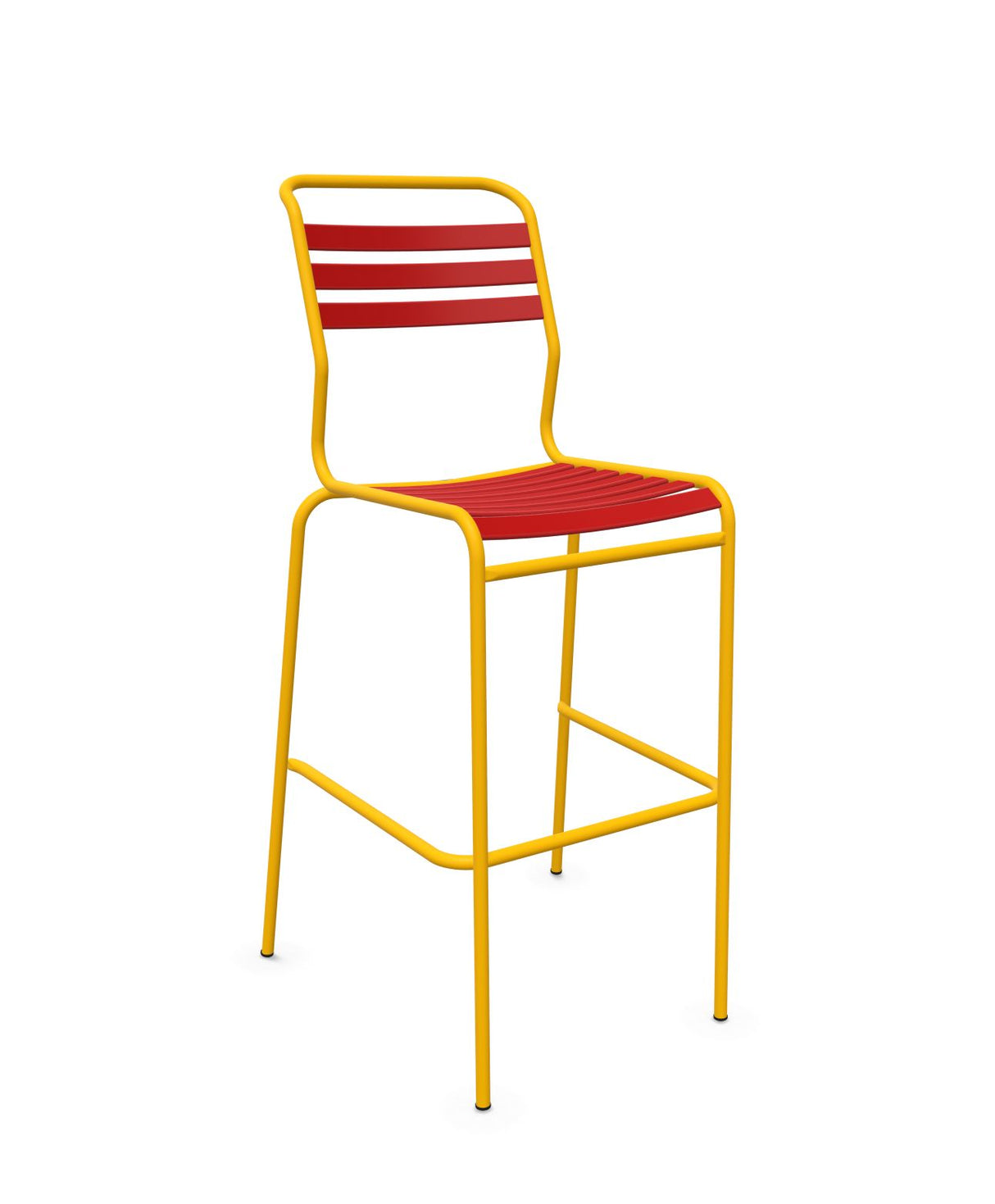 Schaffner Säntis Tabouret de bar à lattes Rouge 30 Jaune 11