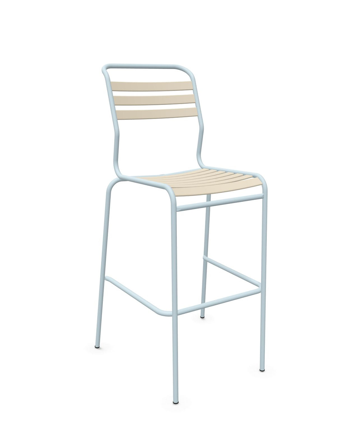 Schaffner Säntis Tabouret de bar à lattes Sable Pastel 15 Bleu Pastel 51