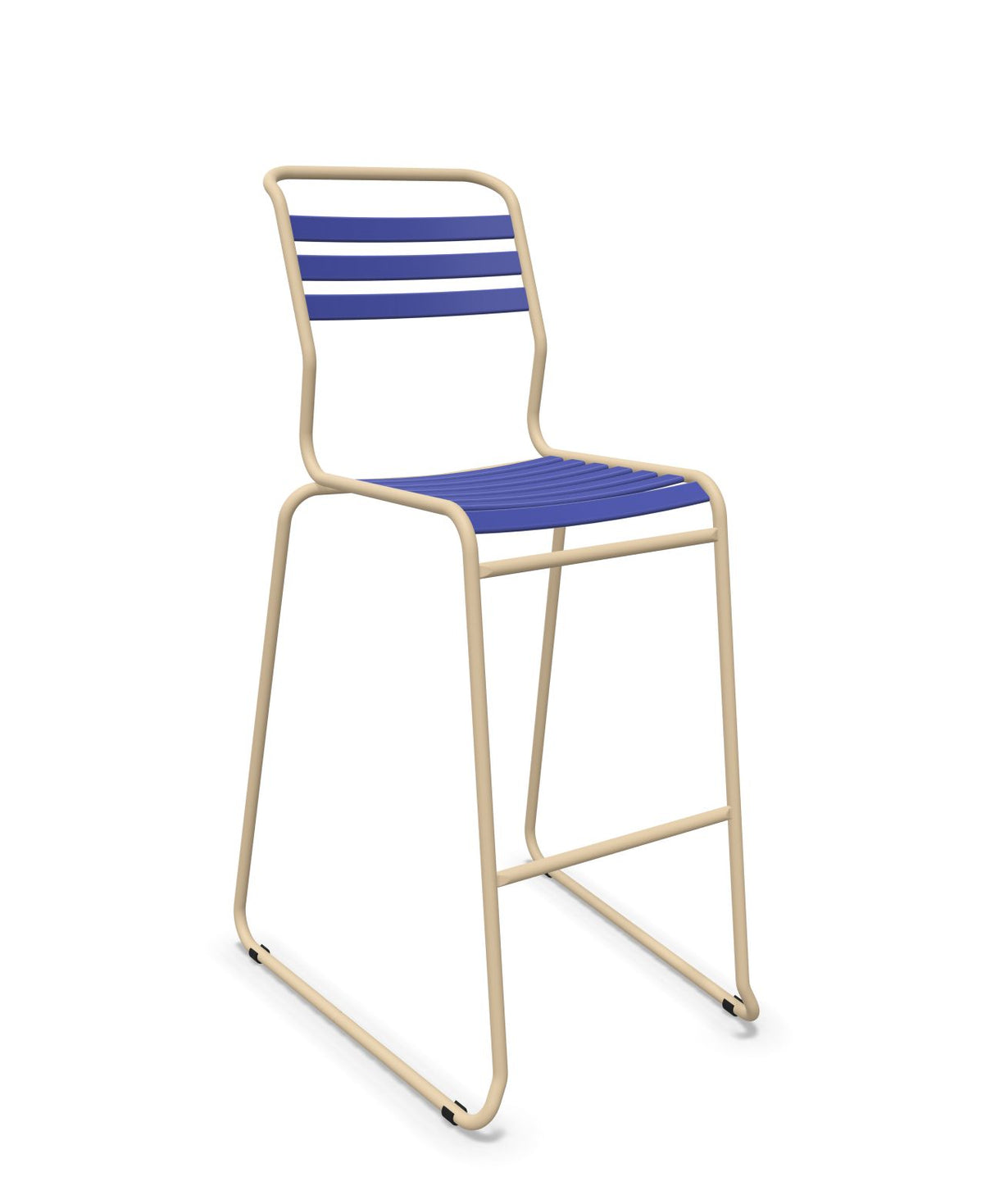 Schaffner Säntis Tabouret de bar luge à lattes Bleu 53 Marron Pastel 83