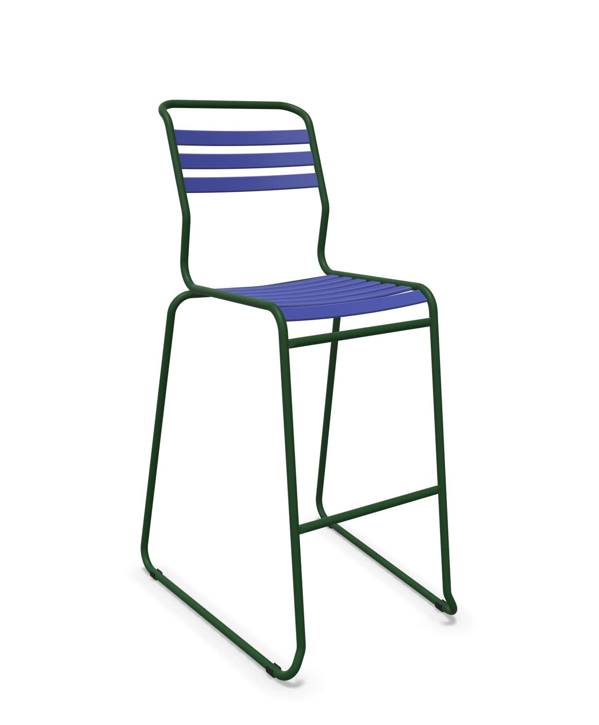 Schaffner Säntis Tabouret de bar luge à lattes Bleu 53 Vert Sapin 66