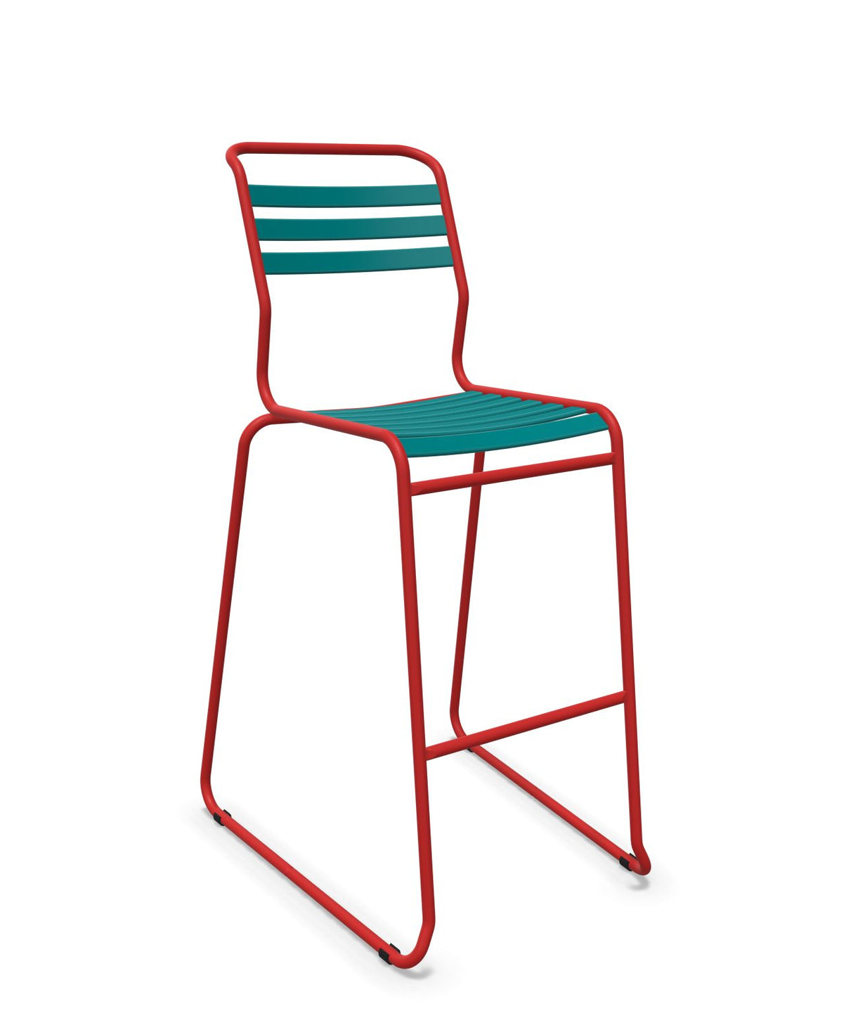 Schaffner Säntis Tabouret de bar luge à lattes Bleu Kali 56 Rouge 30