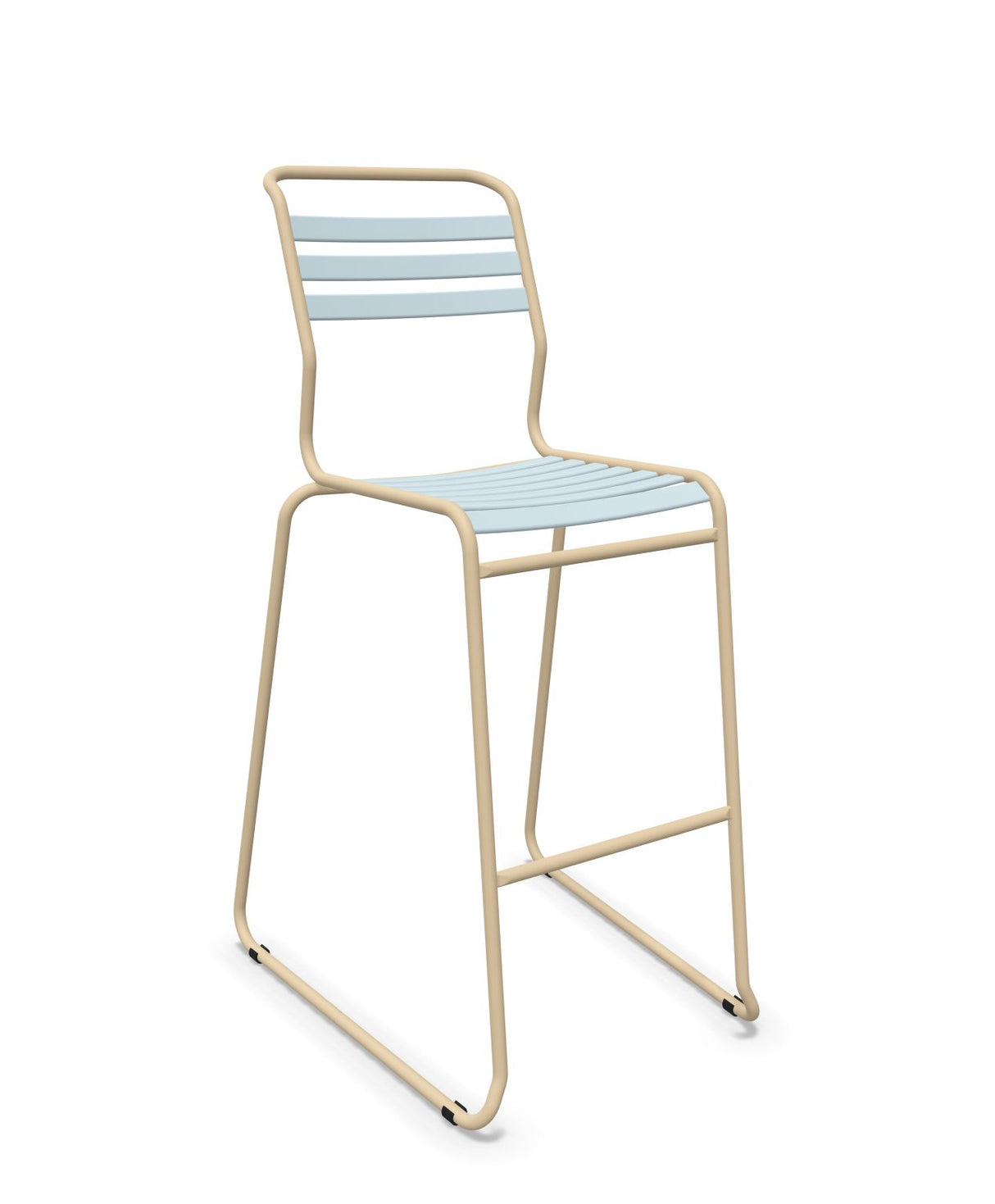 Schaffner Säntis Tabouret de bar luge à lattes Bleu Pastel 51 Marron Pastel 83