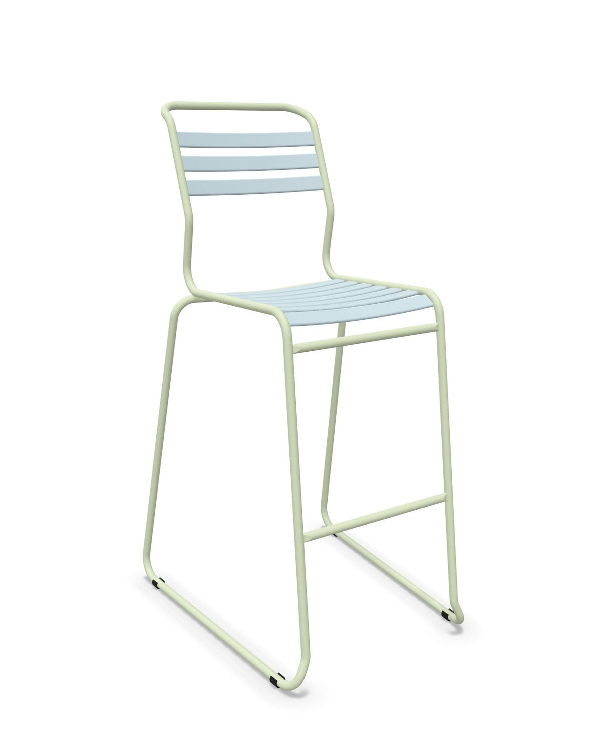 Schaffner Säntis Tabouret de bar luge à lattes Bleu Pastel 51 Vert Pastel 64