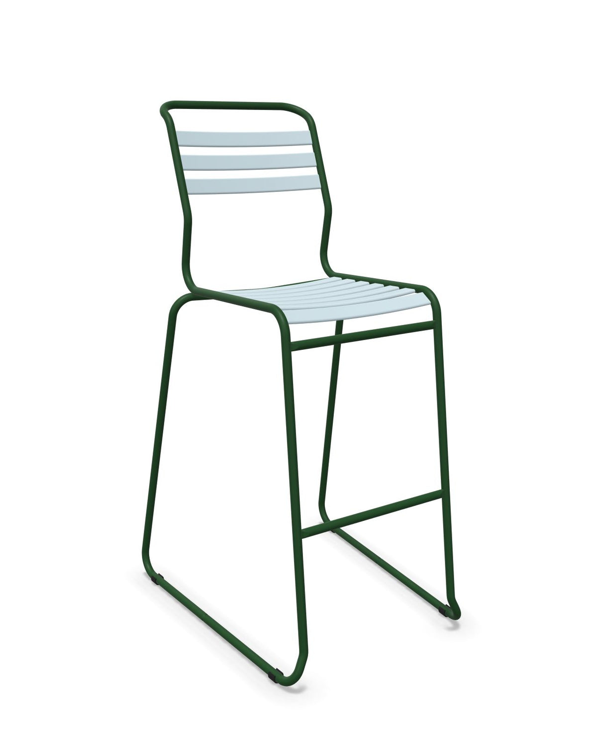 Schaffner Säntis Tabouret de bar luge à lattes Bleu Pastel 51 Vert Sapin 66