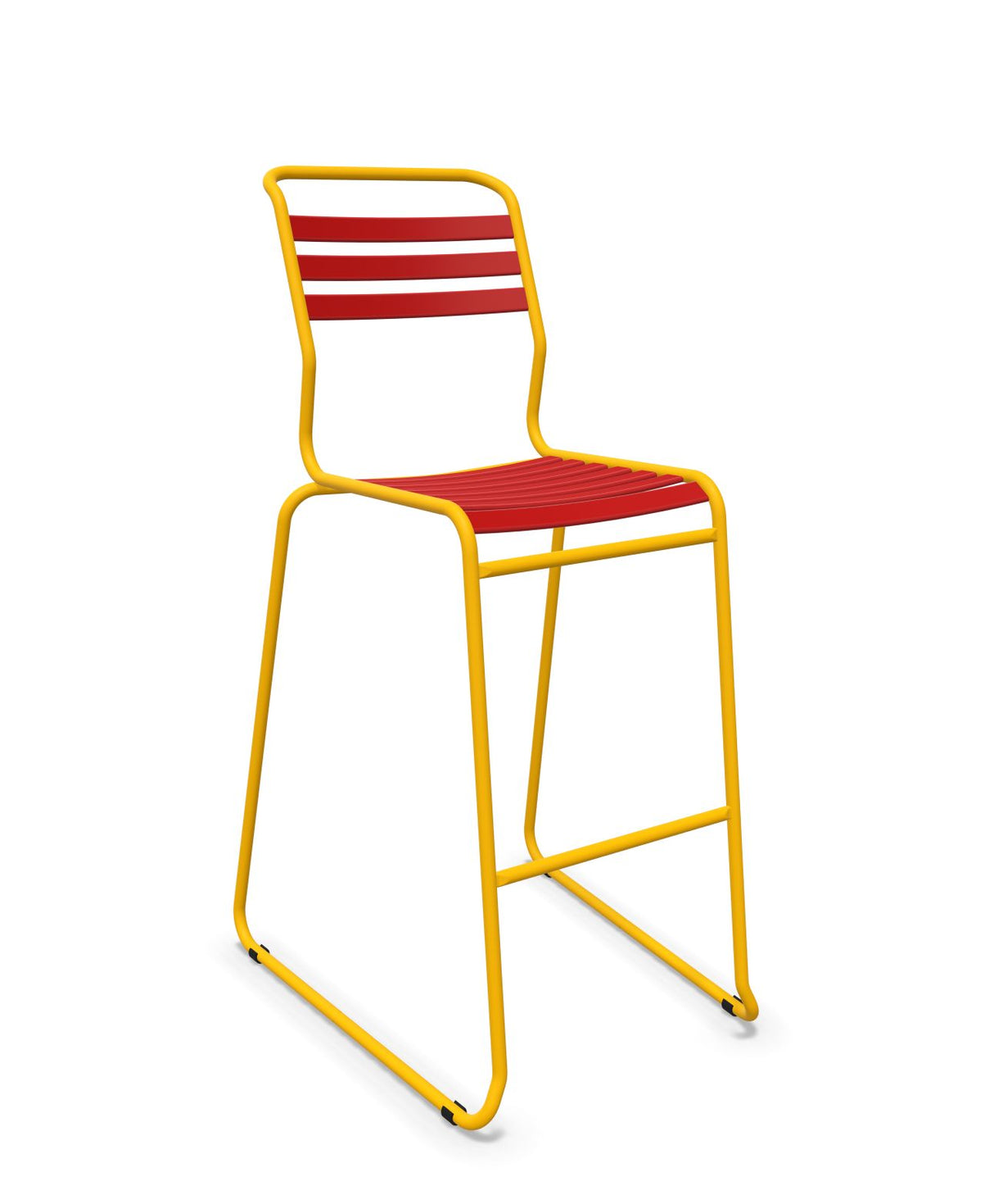 Schaffner Säntis Tabouret de bar luge à lattes Rouge 30 Jaune 11