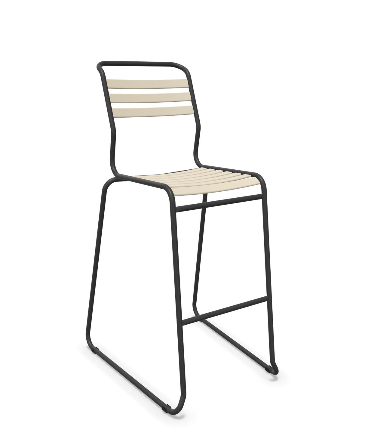 Schaffner Säntis Tabouret de bar luge à lattes Sable Pastel 15 Anthracite 77