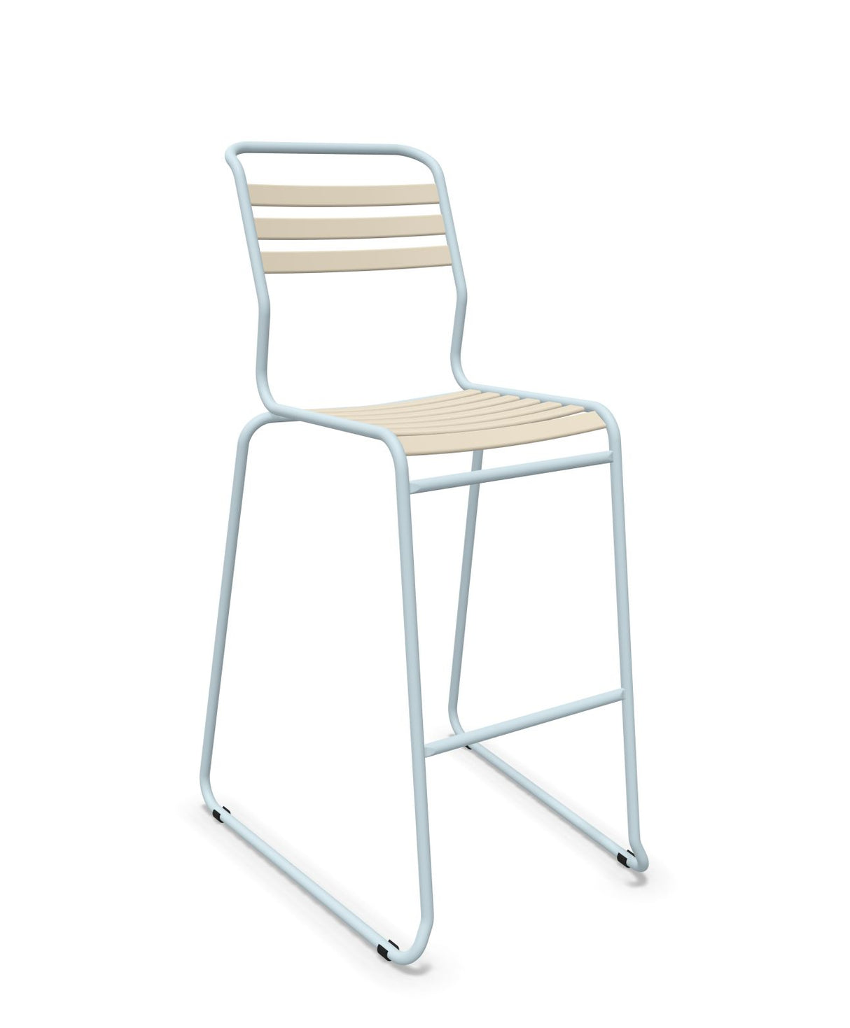 Schaffner Säntis Tabouret de bar luge à lattes Sable Pastel 15 Bleu Pastel 51