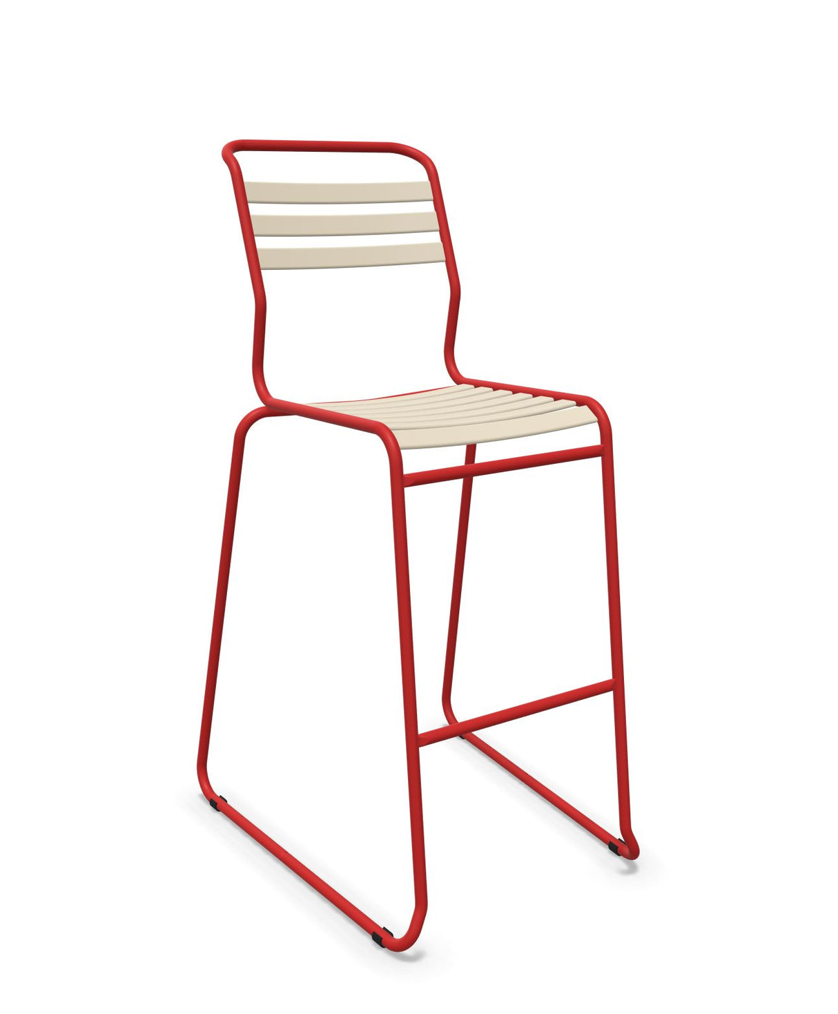 Schaffner Säntis Tabouret de bar luge à lattes Sable Pastel 15 Rouge 30