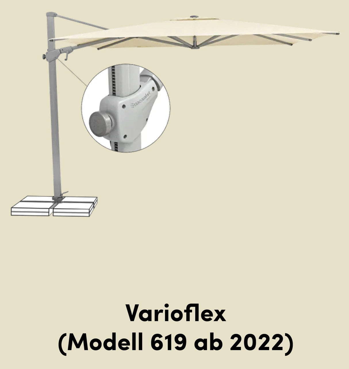 Suncomfort by Glatz Pied pivotant pour Parasol Varioflex et Varioflex Solar LED modèles à partir de 2022