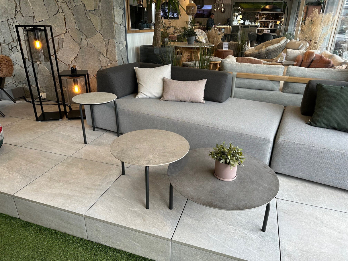 Tria Set de 3 tables basses gigognes en inox anthracite avec céramique