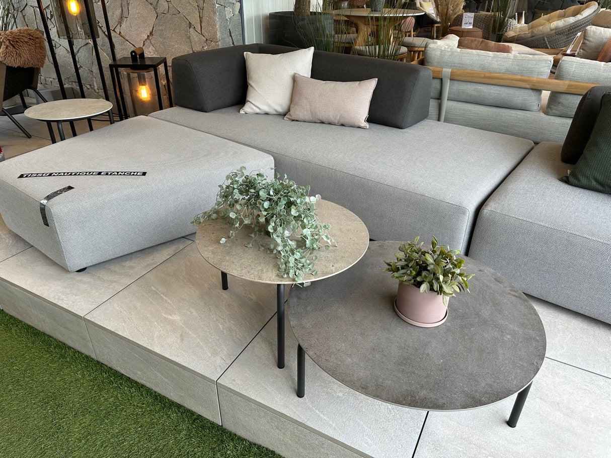 Tria Set de 3 tables basses gigognes en inox anthracite avec céramique