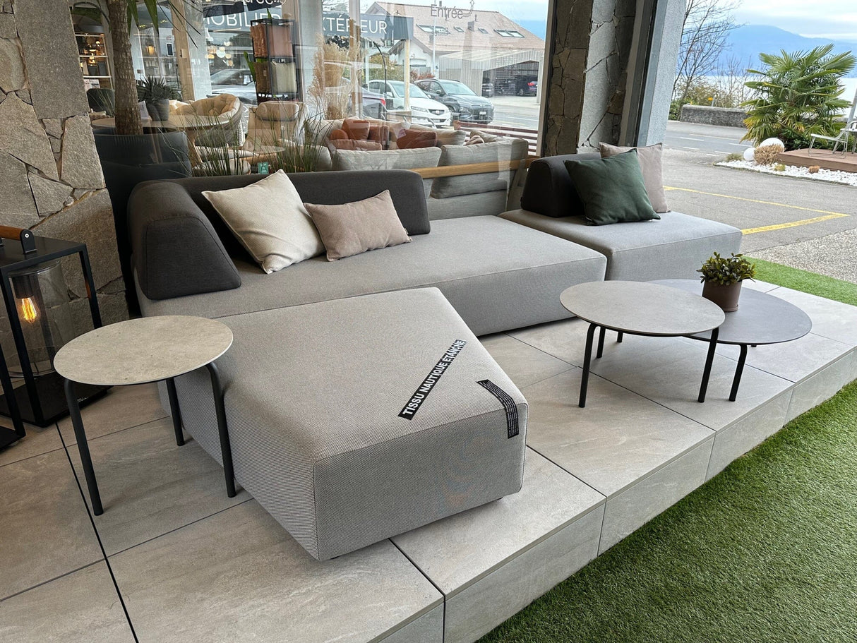 Tria Set de 3 tables basses gigognes en inox anthracite avec céramique