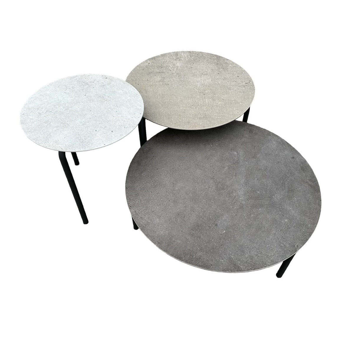 Tria Set de 3 tables basses gigognes en inox anthracite avec céramique