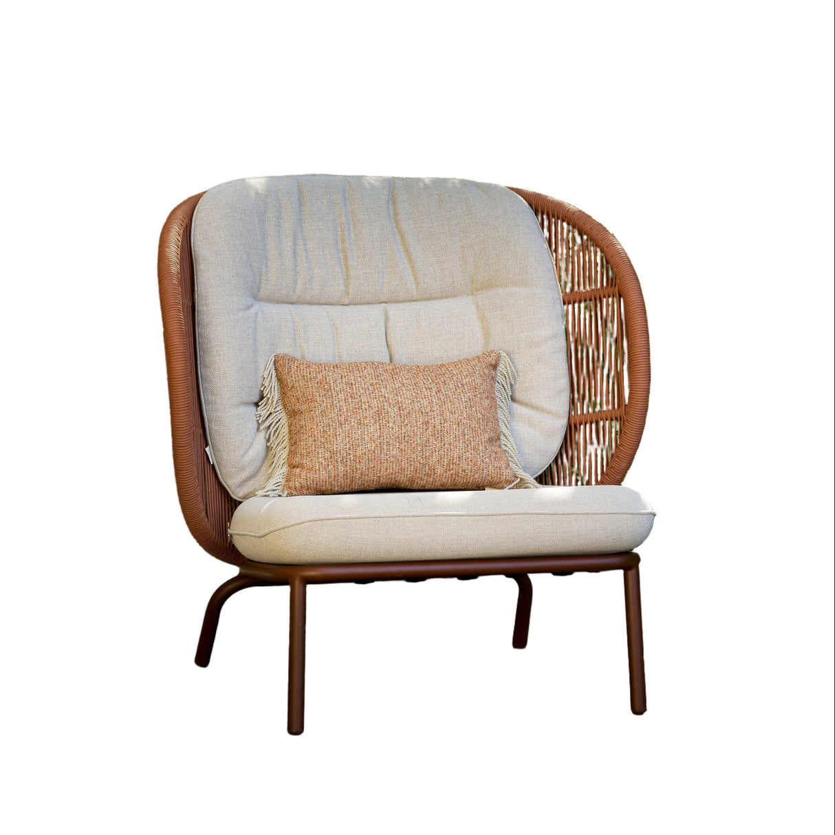Vincent Sheppard Kodo Cocoon Fauteuil lounge Haut dossier avec coussins Rust Cinnamon /Combi 2 (Almond + Almond + Burnt Orange)
