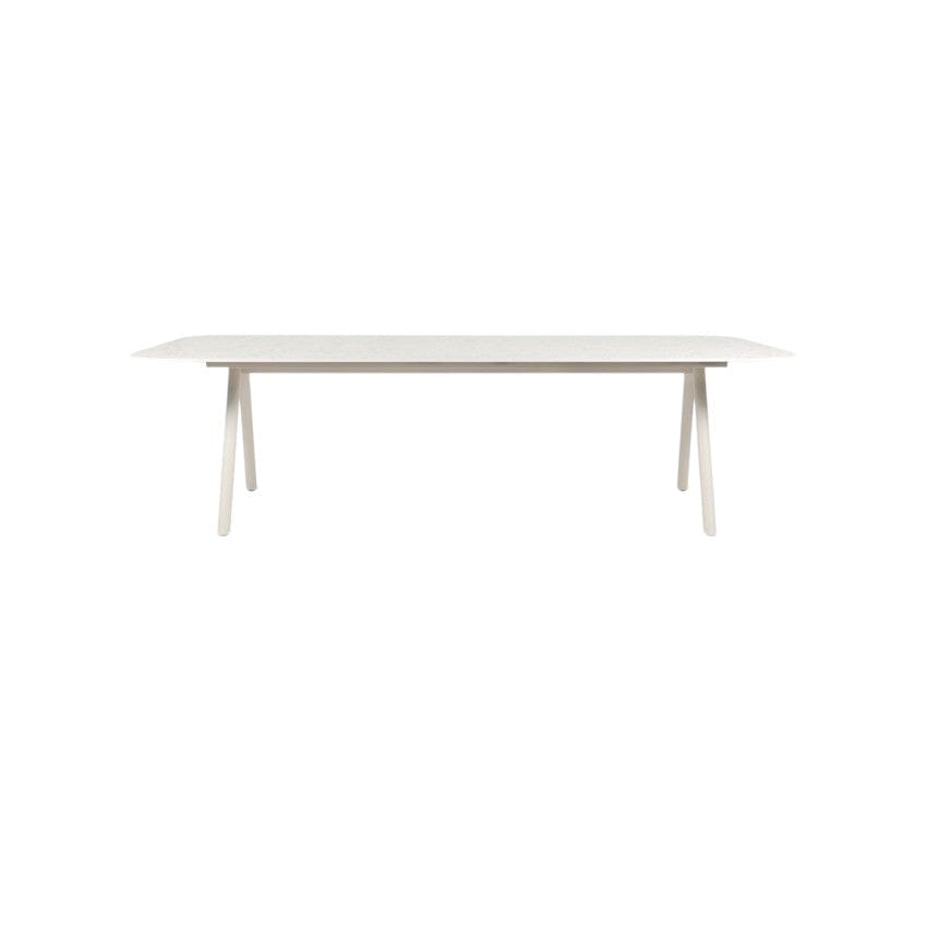 Vincent Sheppard Kodo Table repas 280x106cm Plateau Céramique Structure Dune white + Plateau Céramique Shards