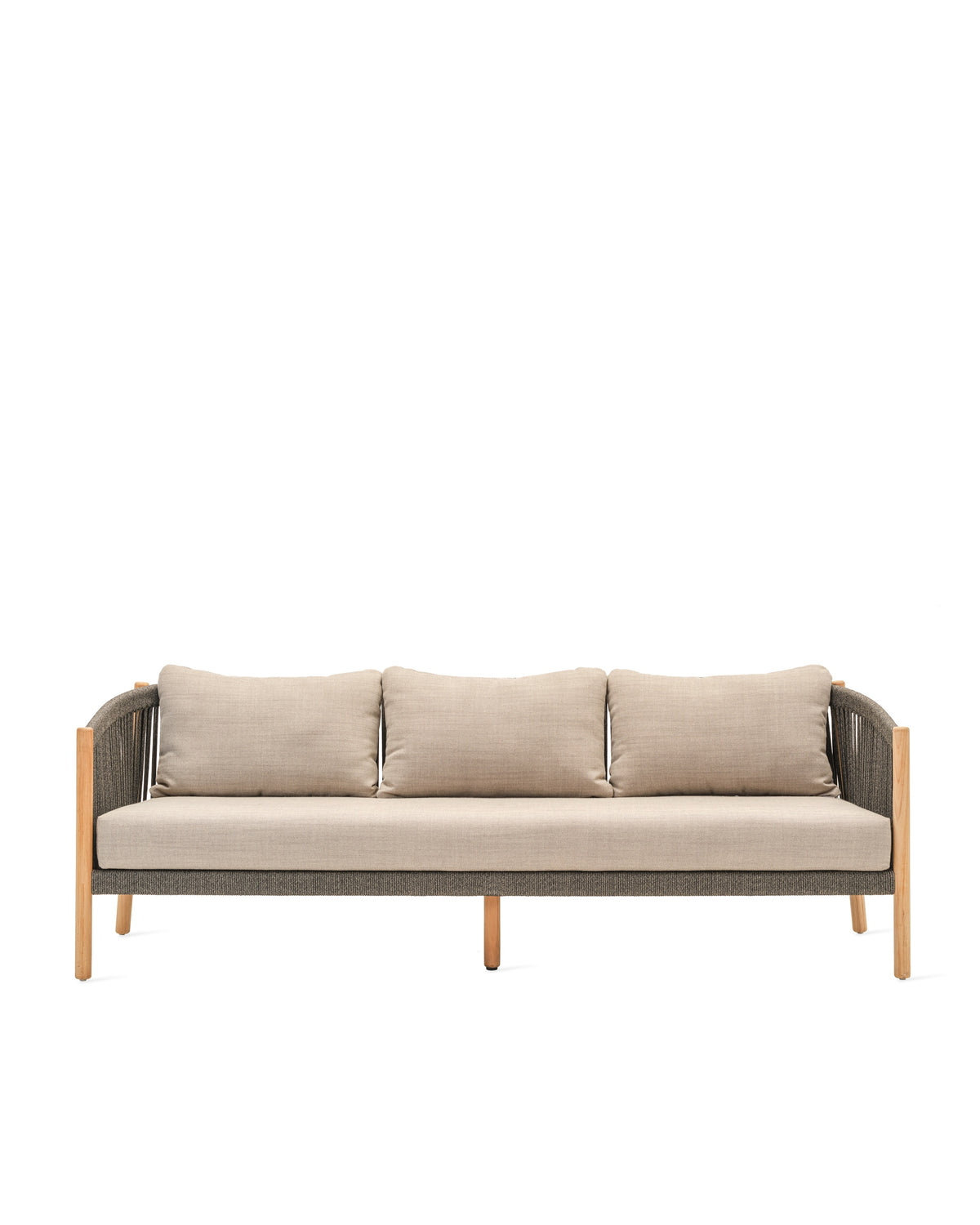 Vincent Sheppard Lento lounge sofa 3S – Anthracite, Untreated teak