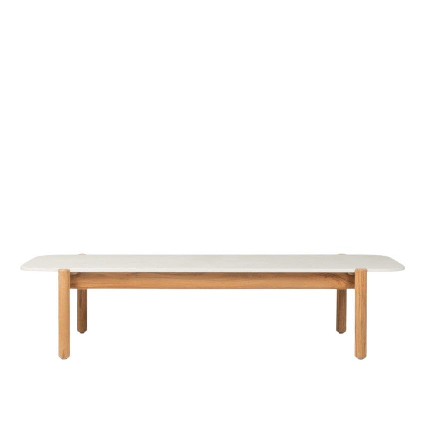 Vincent Sheppard Oda Coffee Table 129x53cm h:30cm avec plateau céramique Teck + Céramique Portland