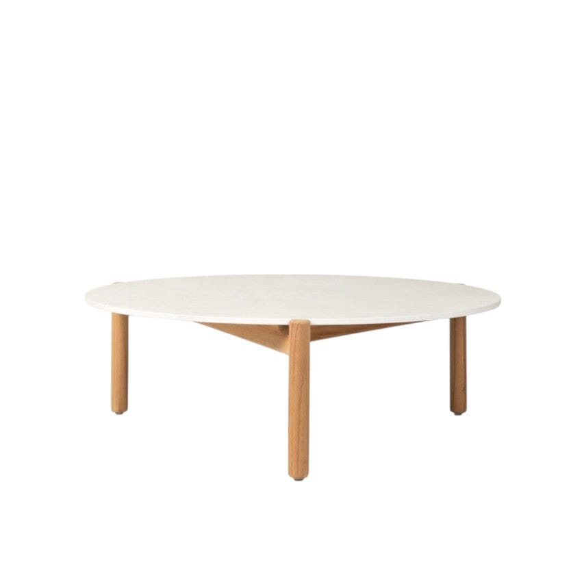 Vincent Sheppard Oda Coffee Table Ø90cm h:30cm avec plateau céramique Teck + Plateau Portland