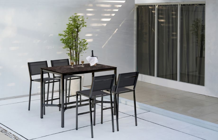 Zebra One Chaise haute de bar inox laqué graphite