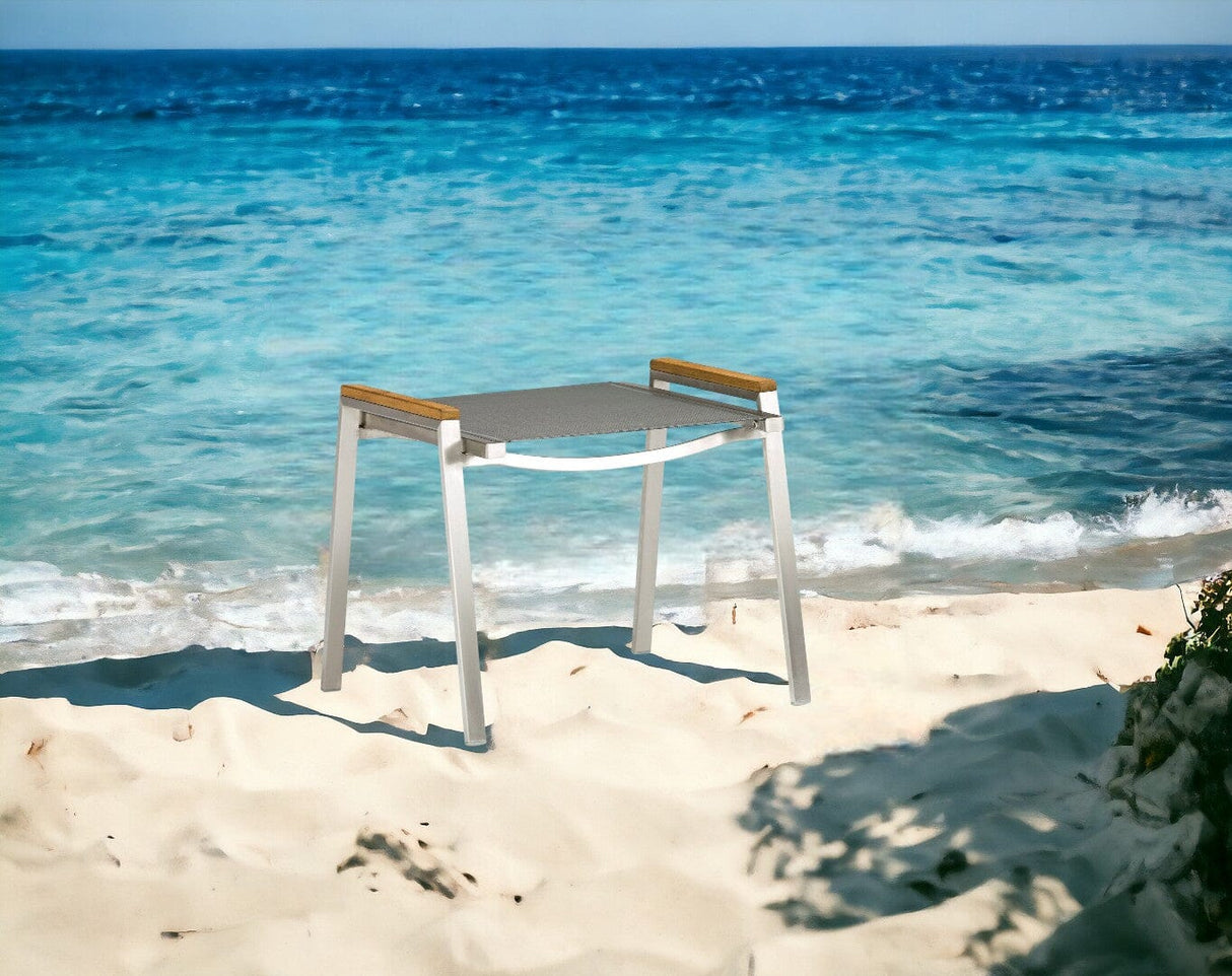 Zebra One Repose-pieds Tabouret inox avec teck