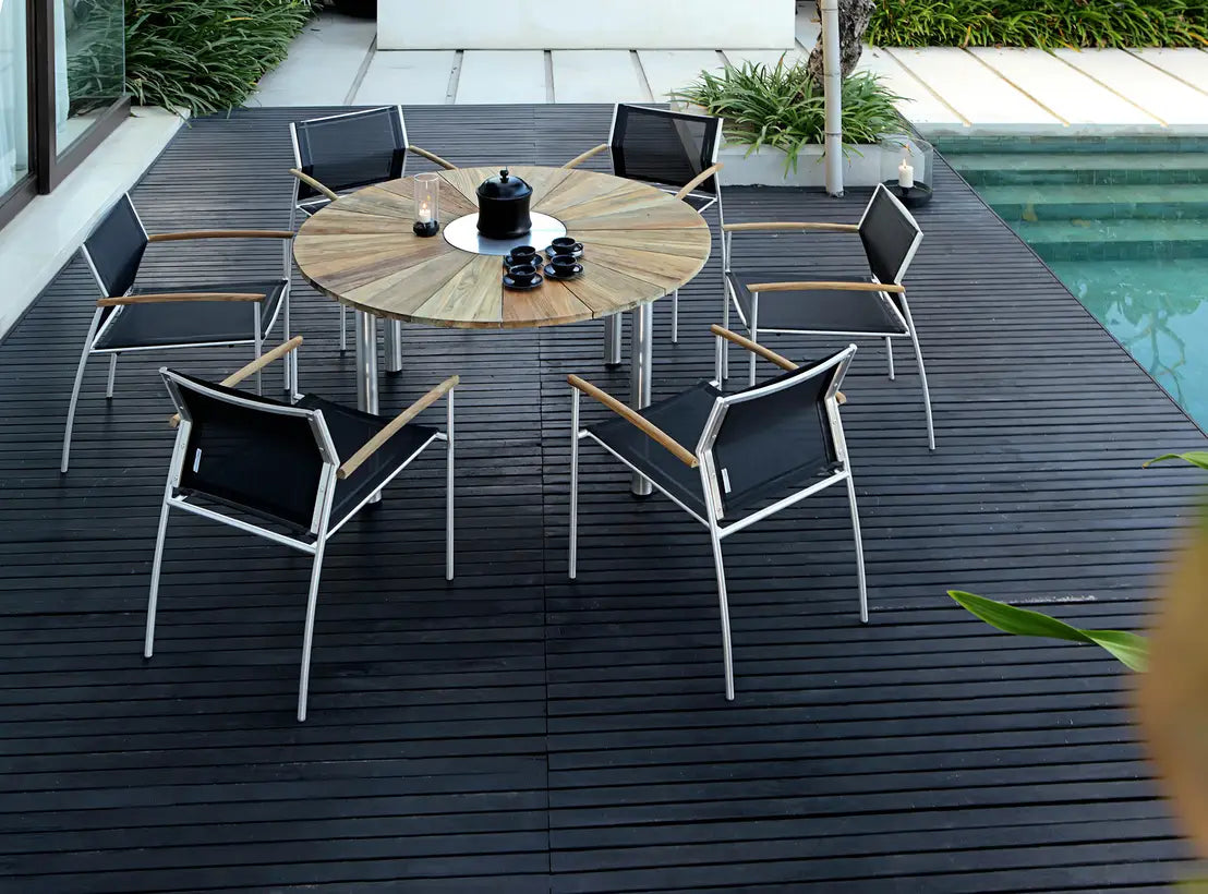 Zebra Rovex Fauteuil inox avec accoudoirs teck