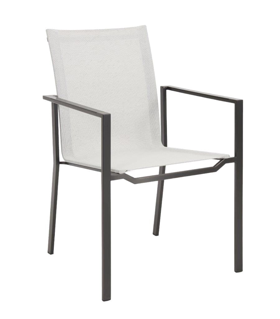 Zumsteg Slim Z189 Fauteuil repas inox chromé noir Inox chromé noir - Textilène Light grey Noir