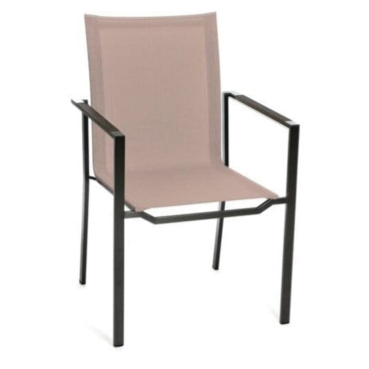 Zumsteg Slim Z189 Fauteuil repas inox chromé noir Inox chromé noir - Textilène Taupe Noir