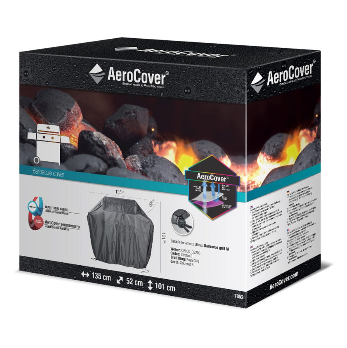 Aerocover Housse de protection pour Gril barbecue taille M, 135x52cm H:101cm
