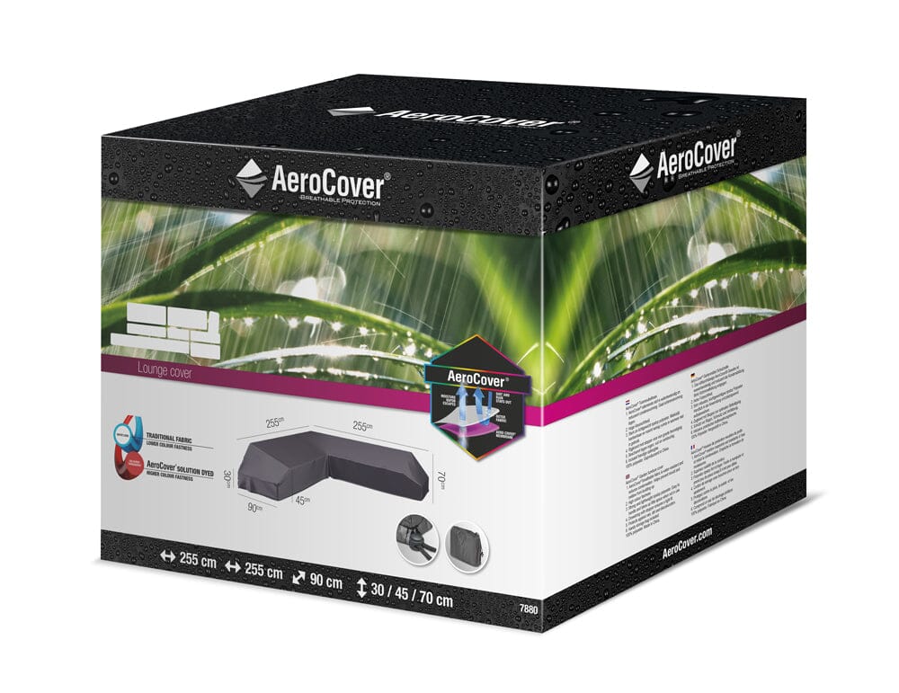 Aerocover Housse de protection pour salon d'angle lounge à plateforme forme L 255x255x90cm H:90cm