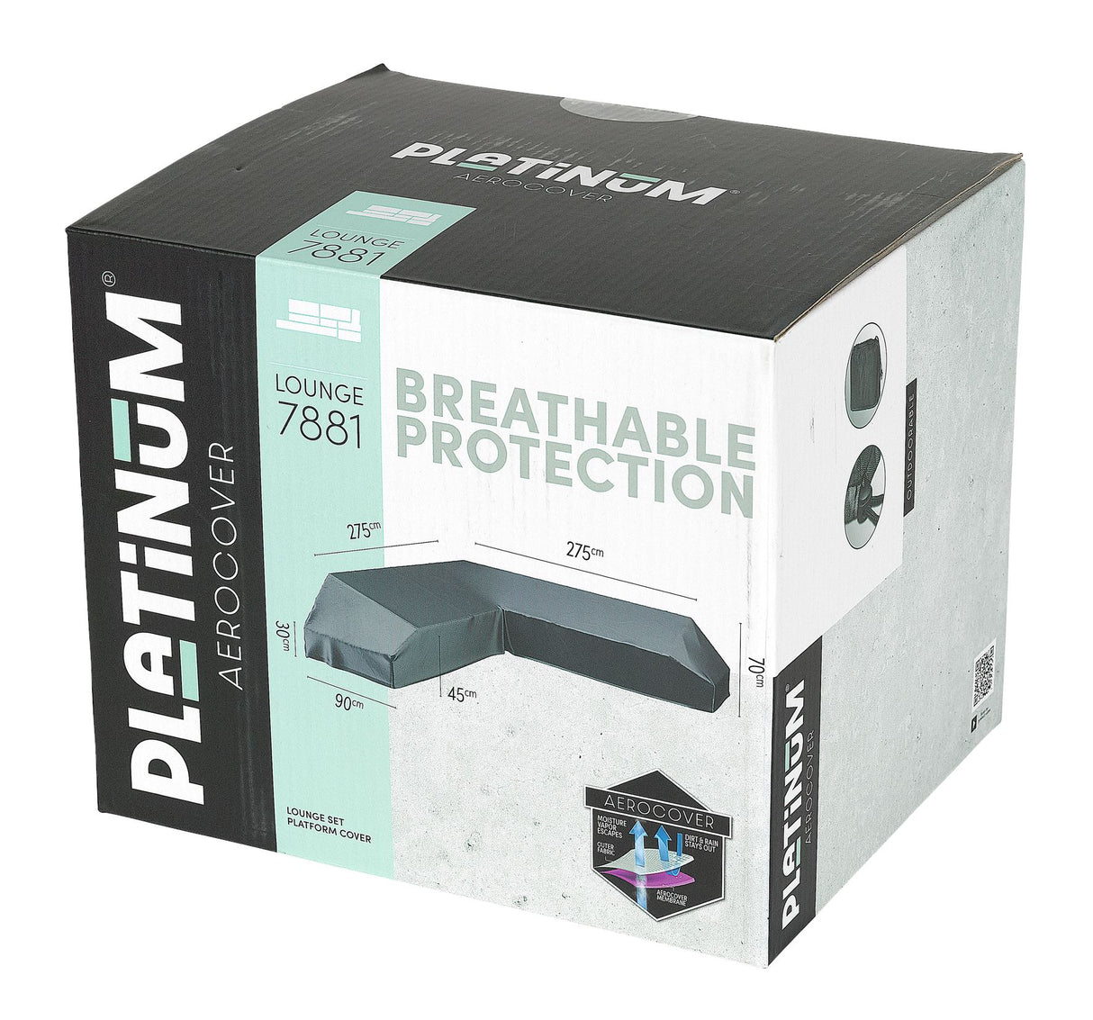 Aerocover Housse de protection pour salon d'angle Lounge à plateforme forme L 275x275x90cm H:30x45x70cm