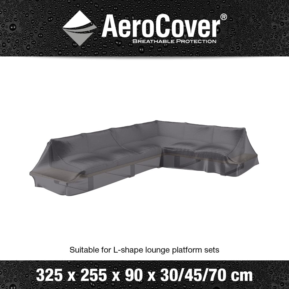 Aerocover Housse de protection pour salon d'angle Lounge à plateforme forme L Droite 325x255x90cm H:30x45x70cm