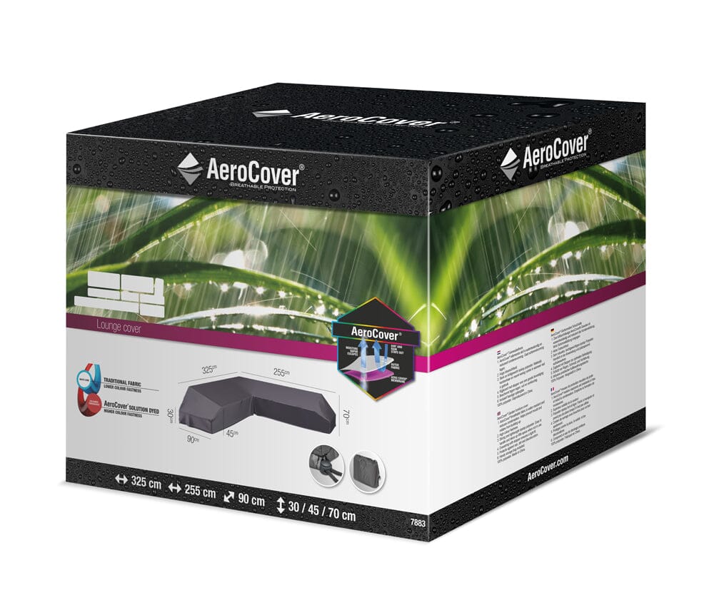 Aerocover Housse de protection pour salon d'angle Lounge à plateforme forme L Droite 325x255x90cm H:30x45x70cm