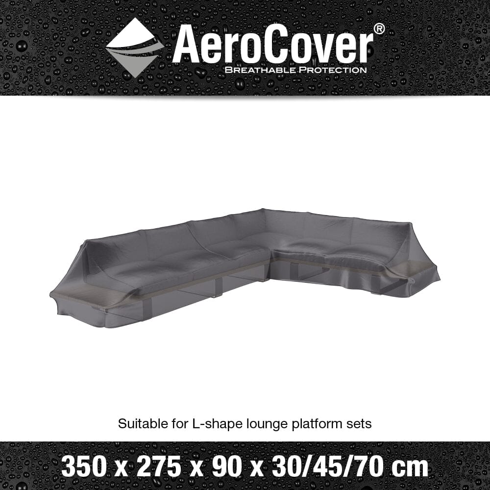 Aerocover Housse de protection pour salon d'angle Lounge à plateforme forme L Droite 350x275x90cm H:30/45/70cm