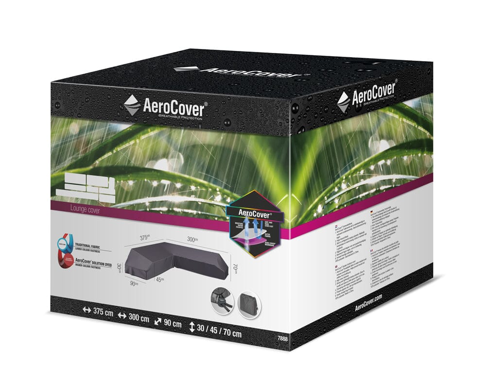 Aerocover Housse de protection pour salon d'angle Lounge à plateforme forme L Droite 375x300x90cm H:30/45/70cm