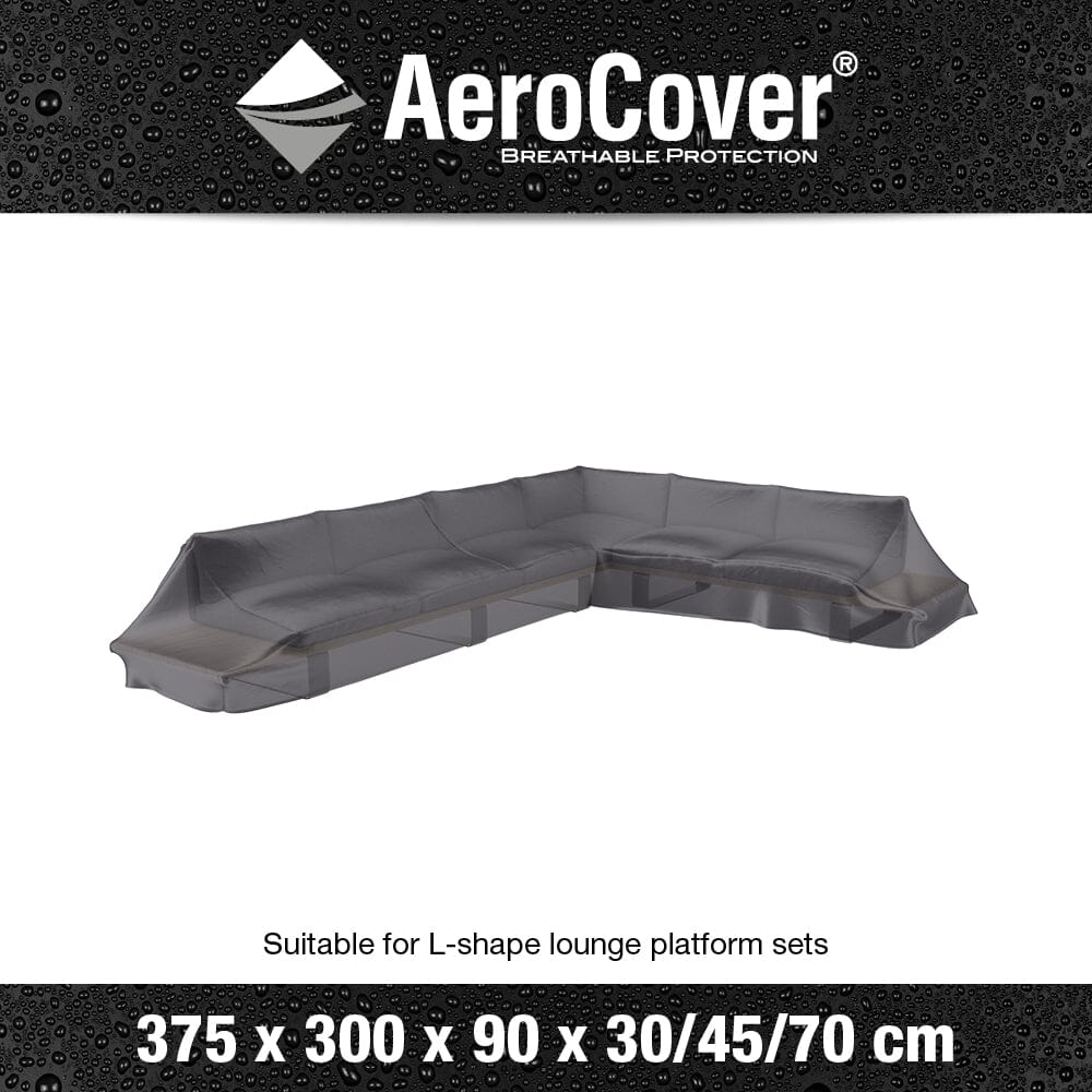 Aerocover Housse de protection pour salon d'angle Lounge à plateforme forme L Droite 375x300x90cm H:30/45/70cm