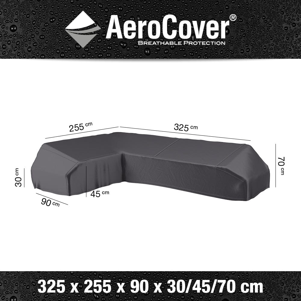 Aerocover Housse de protection pour salon d'angle Lounge à plateforme forme L Gauche 325x255x90cm H:30x45x70cm