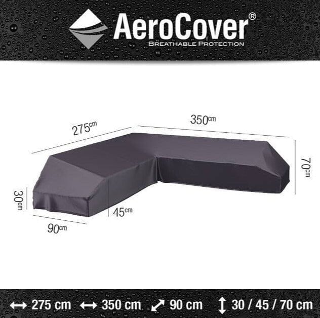 Aerocover Housse de protection pour salon d'angle Lounge à plateforme forme L Gauche 350x275x90cm H:30/45/70cm