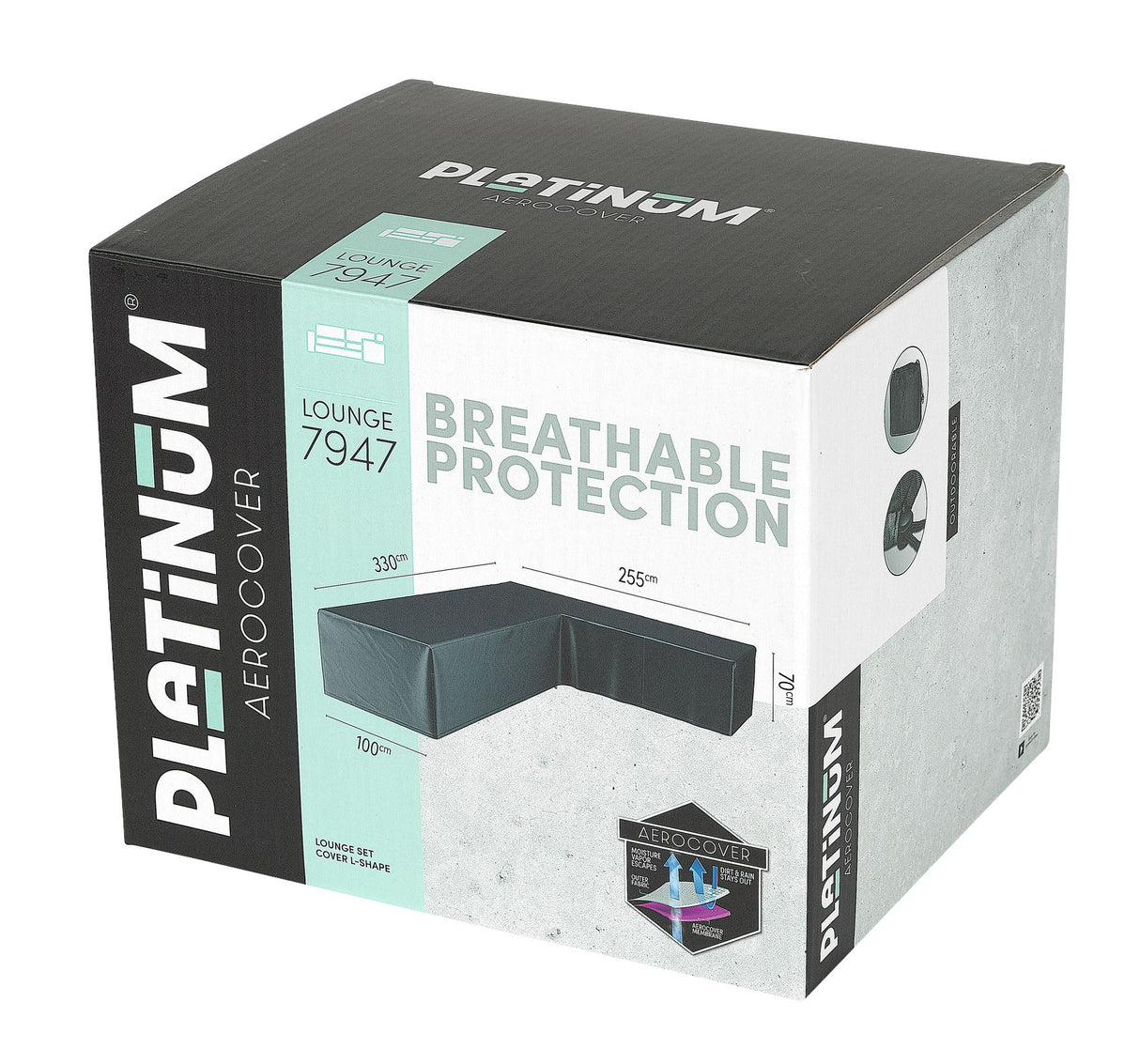 Aerocover Housse de protection pour salon d'angle Lounge forme L Droite 330x255x100cm H:70