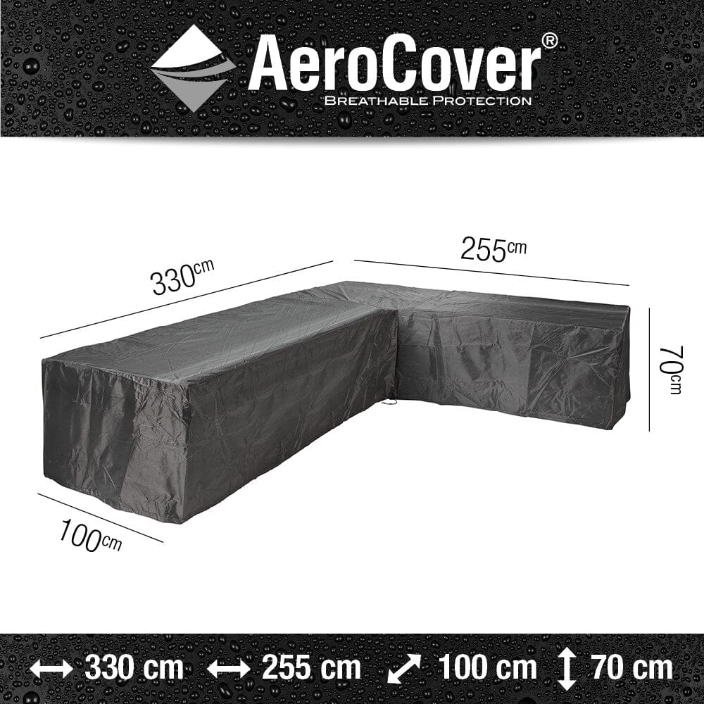 Aerocover Housse de protection pour salon d'angle Lounge forme L Droite 330x255x100cm H:70