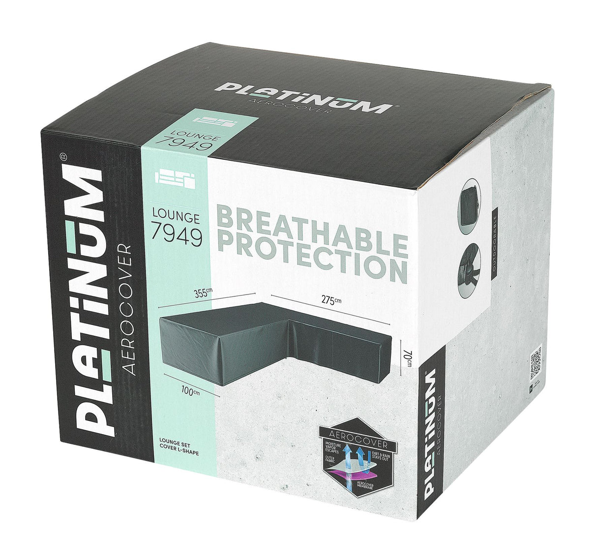 Aerocover Housse de protection pour salon d'angle Lounge forme L Droite 355x275x100cm H:70