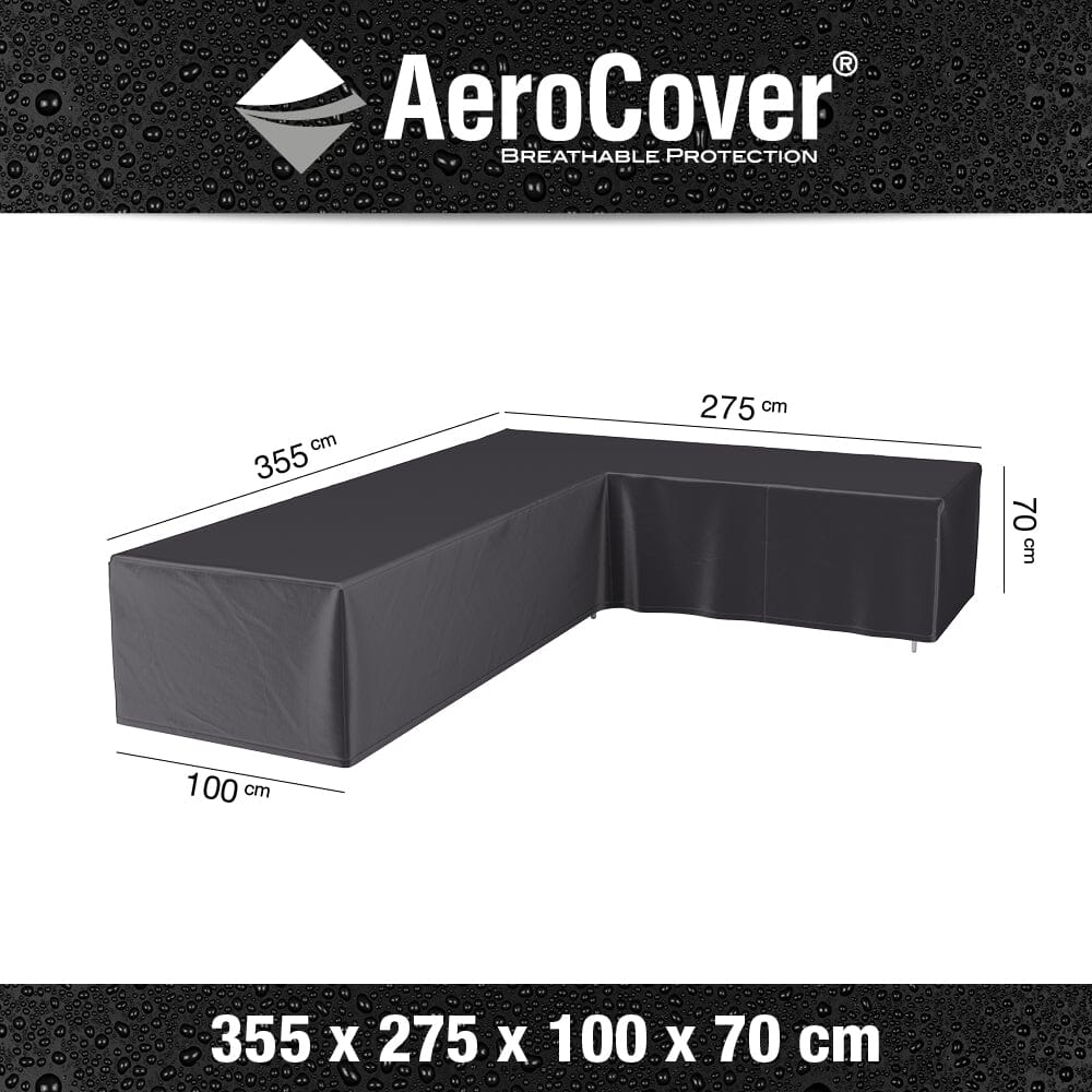 Aerocover Housse de protection pour salon d'angle Lounge forme L Droite 355x275x100cm H:70