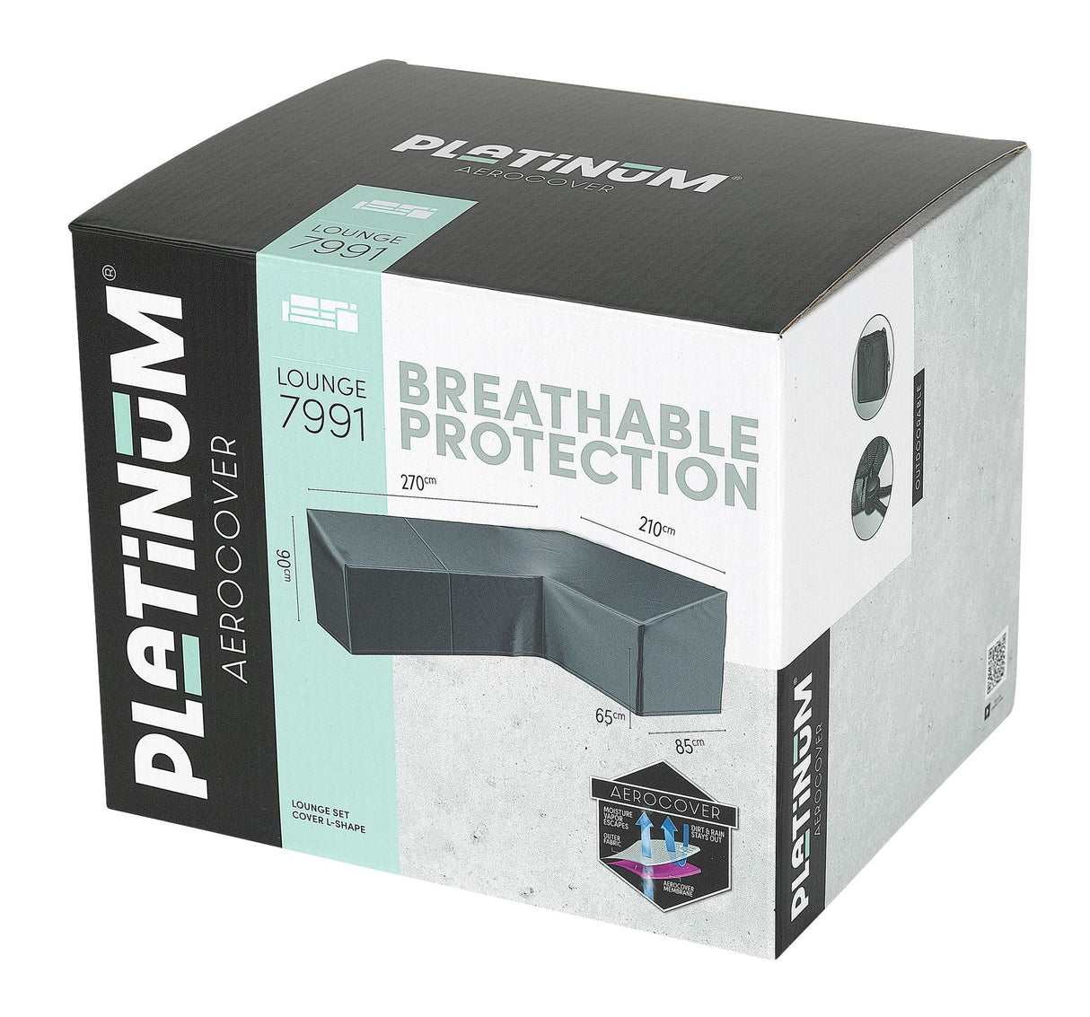 Aerocover Housse de protection pour salon d'angle Lounge forme L Droite Haut dossier 270x210x85cm H:65/90cm