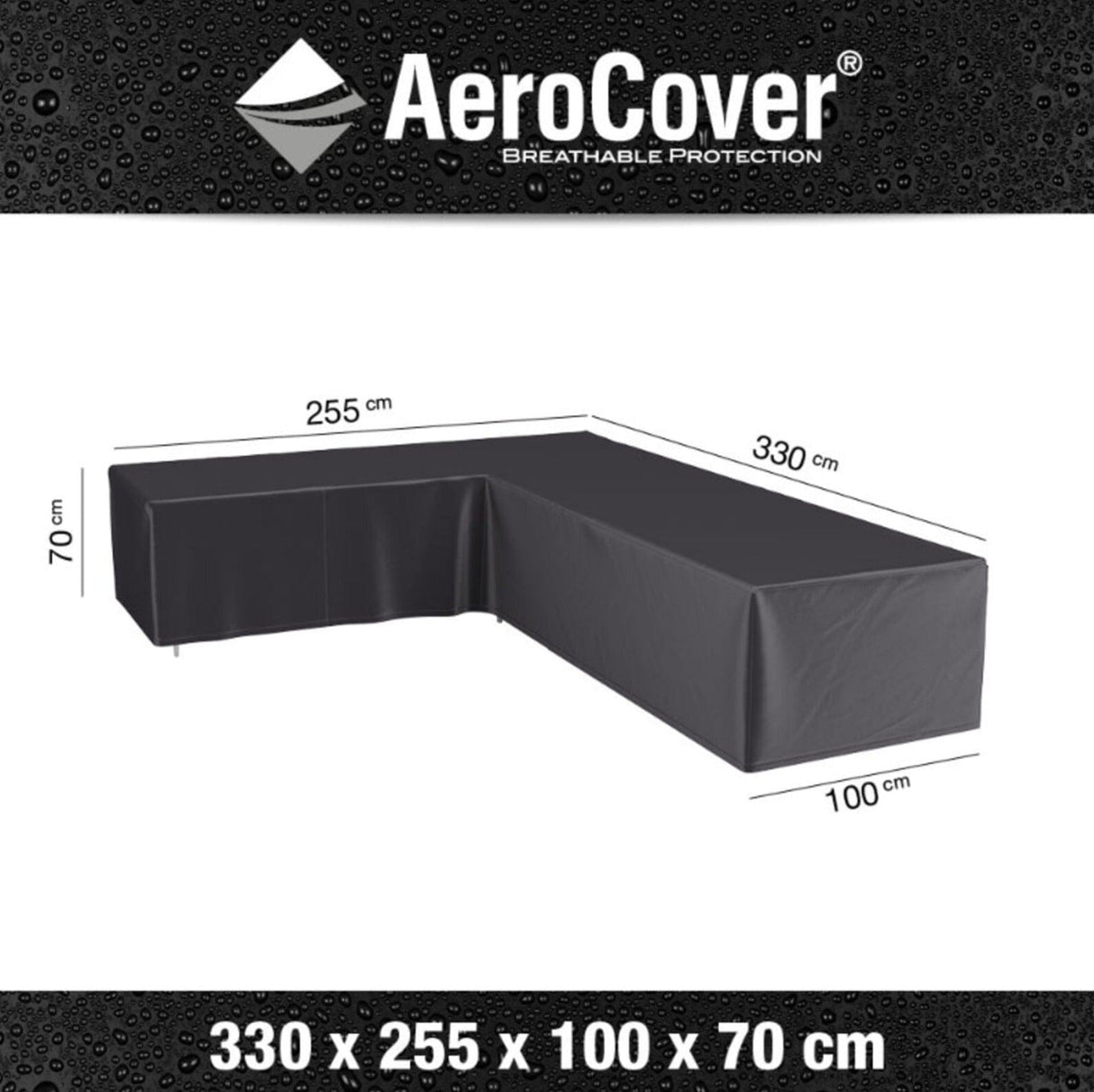 Aerocover Housse de protection pour salon d'angle Lounge forme L Gauche 330x255x100cm H:70