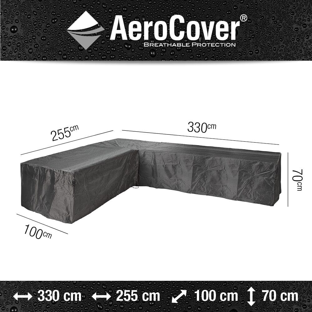 Aerocover Housse de protection pour salon d'angle Lounge forme L Gauche 330x255x100cm H:70