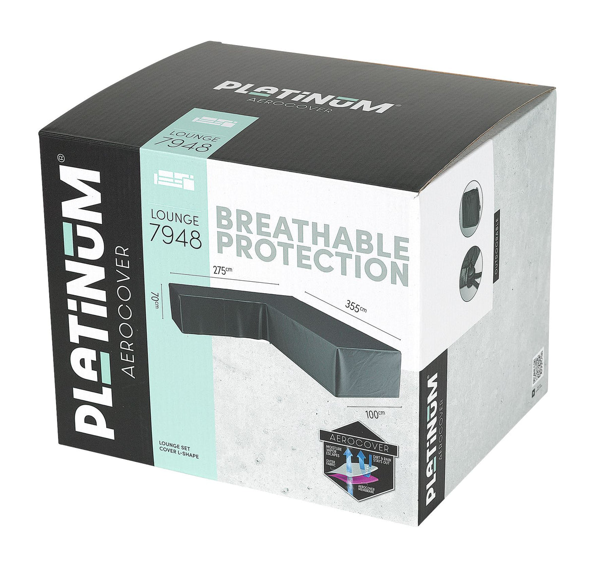 Aerocover Housse de protection pour salon d'angle Lounge forme L Gauche 355x275x100cm H:70